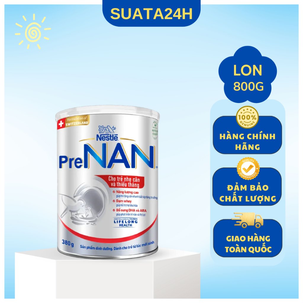 Sữa bột Nestle Pre Nan 380g Dùng cho trẻ nhẹ cân thiếu tháng
