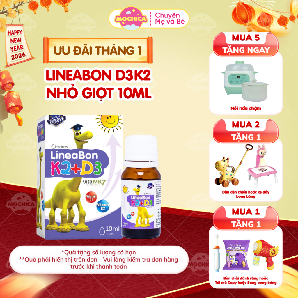 [MUA 1 TẶNG 1] LineaBon vitamin D3K2, D3 K2 Lineabon, LineaBon K2+D3 dạng nhỏ giọt 10ml-Mochica