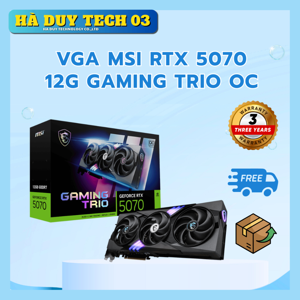 VGA MSI RTX 5070 12G GAMING TRIO OC - Hàng chính hãng - Bảo hành 36 tháng