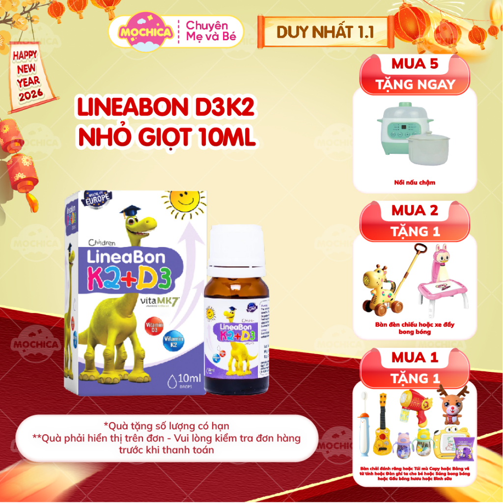 [KOL]-LineaBon Vitamin D3K2, D3 K2 Lineabon, LineaBon K2+D3 hỗ trợ hấp thu canxi giúp bé cao lớn-Moc