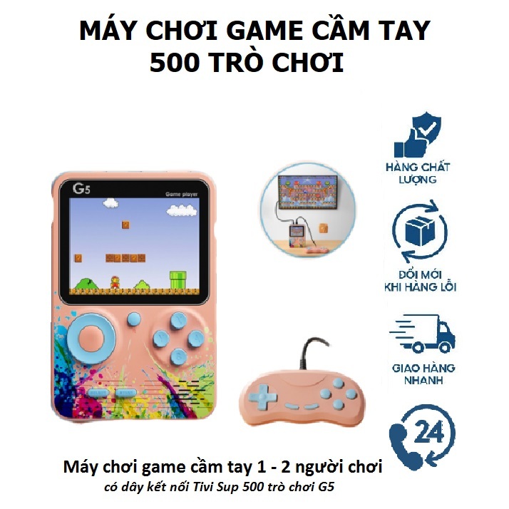 Máy chơi game cầm tay 1 người chơi hoặc 2 người chơi có 500 trò chơi G5 có dây kết nối Tivi