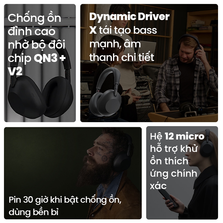 Tai nghe bluetooth chụp tai Sony WH-1000XM6 Model mới, chống ồn hàng đầu, gập gọn tiện lợi, Bass mạnh | BigBuy360 - bigbuy360.vn