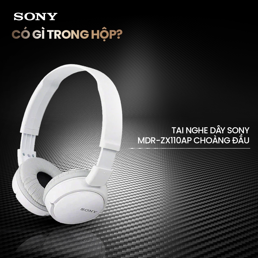 Tai nghe dây Sony MDR-ZX110AP choàng đầu, màng loa 30mm, âm thanh cân bằng, tích hợp micro đàm thoại | BigBuy360 - bigbuy360.vn