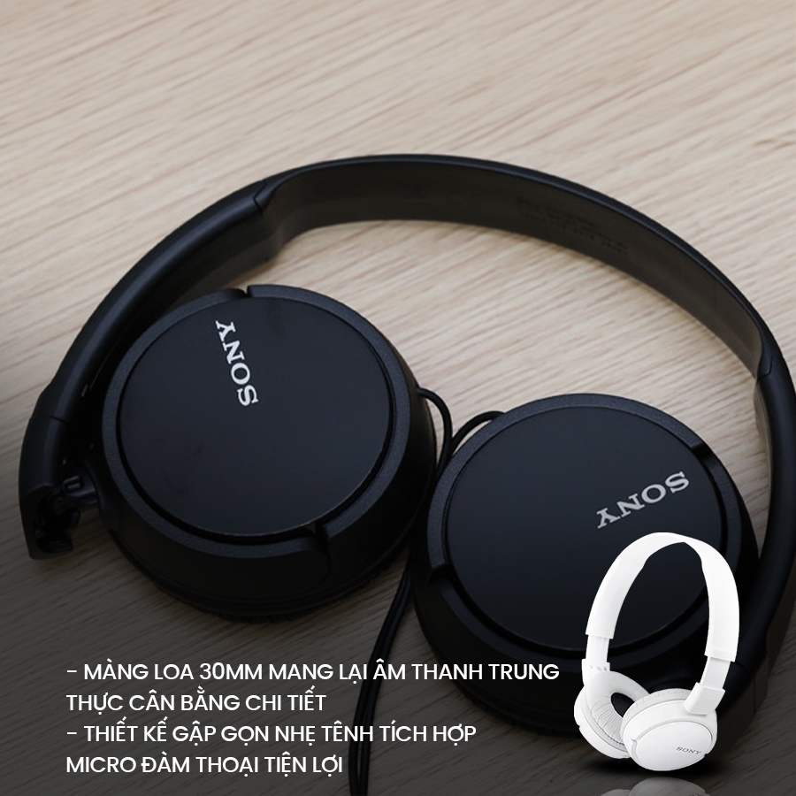Tai nghe dây Sony MDR-ZX110AP choàng đầu, màng loa 30mm, âm thanh cân bằng, tích hợp micro đàm thoại | BigBuy360 - bigbuy360.vn