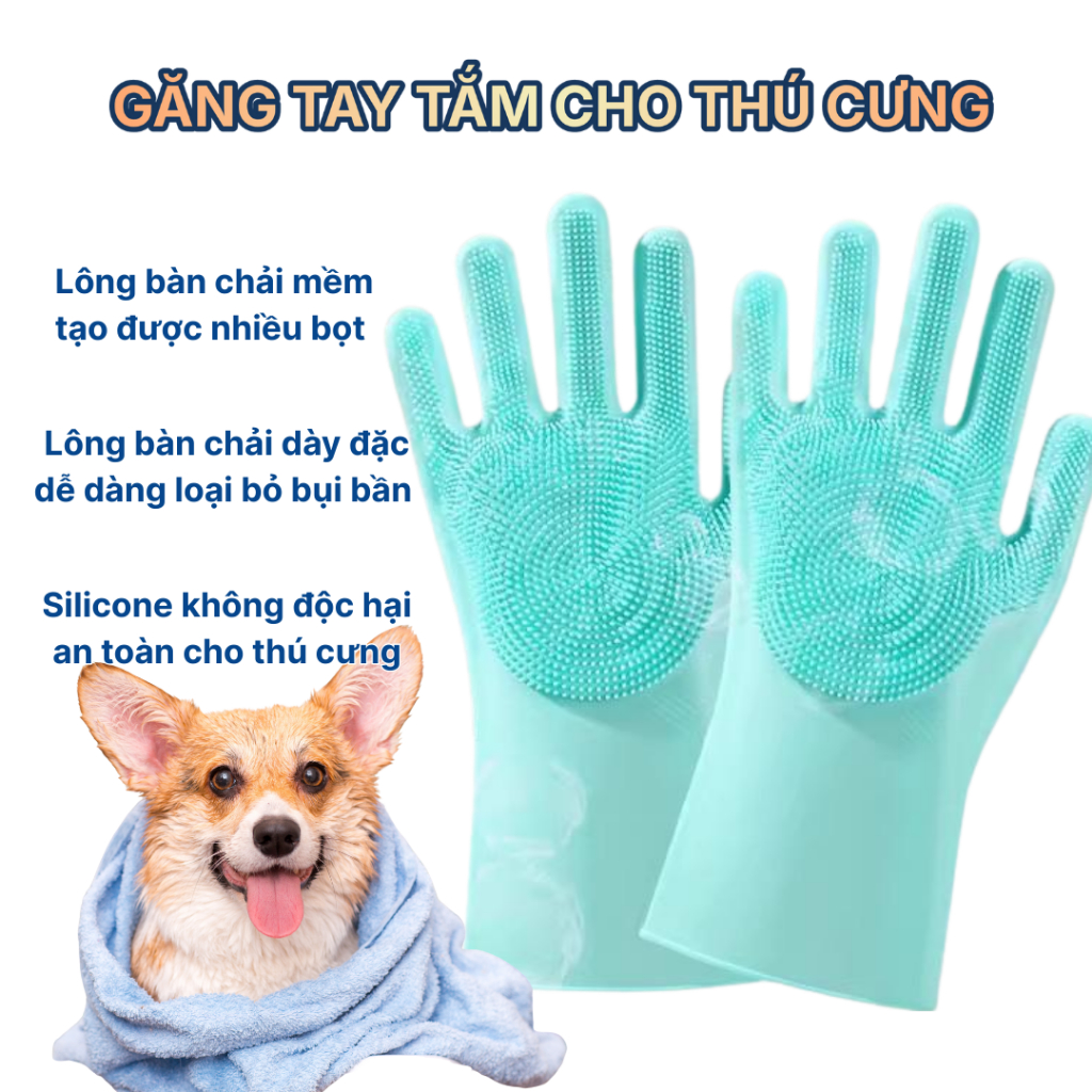 Găng Tay Tắm Chó Mèo Silicon Cao Cấp MASTERCARE FOR PET – Tạo Bọt Nhanh, Dễ Vệ Sinh