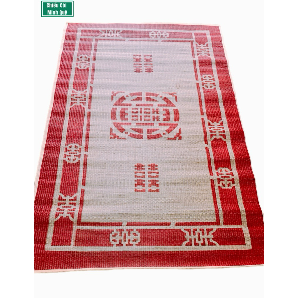 Chiếu cói 1m2x2m in gấm, sợi cói tự nhiên thoáng mát, chiếu đậu loại 1