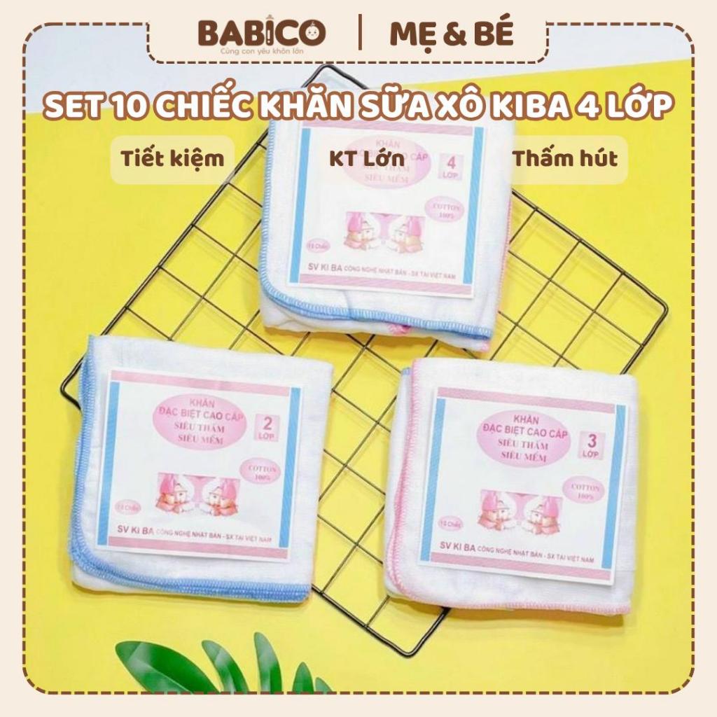 Khăn sữa KiBa siêu mềm 2 lớp 4 lớp (sét 10 chiếc)