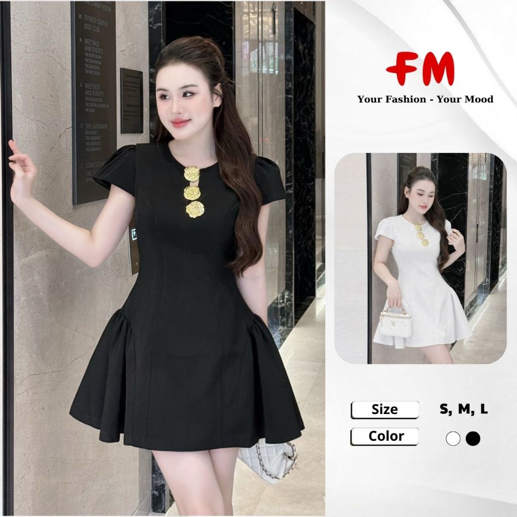 Váy Đi Tiệc Chữ A Bồng Khoét Ngực Phối 3 Hoa FMSTYLE – Thiết Kế Sang Trọng Che Khuyết Điểm 25120009