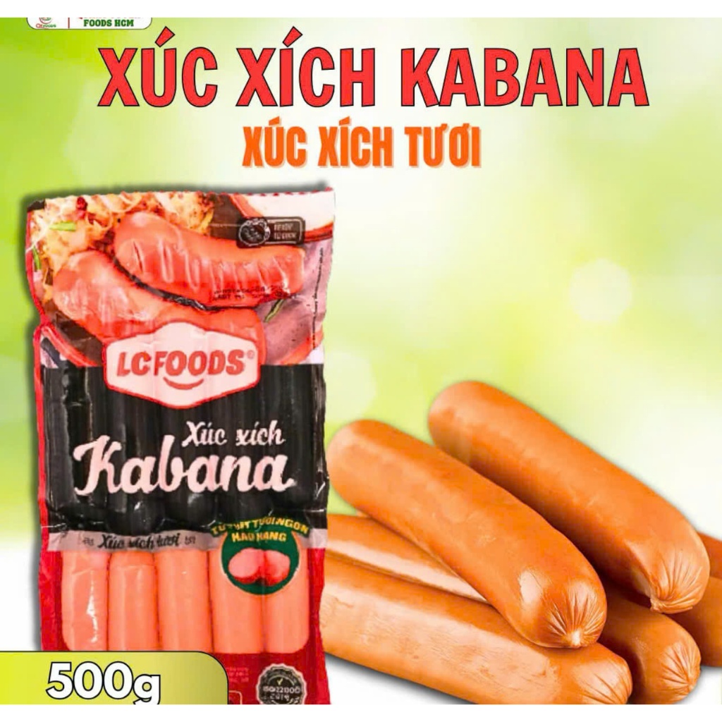 Xúc xích Kabana 500g/10 cây LC Foods. Thơm ngon dai giòn, ăn vặt, chiên, thả lẩu, mì cay....