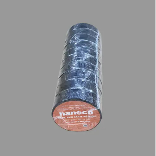 COMBO 10 cuộn băng keo cách điện Nanoco màu đen model: FKPT10BK/ FKPT20BK (10ya/ 20ya)