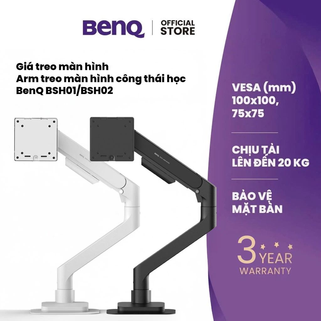 Giá treo màn hình công thái học BenQ Ergo Arm BSH02_ Arm màn hình máy tính BenQ, tay đỡ màn hình