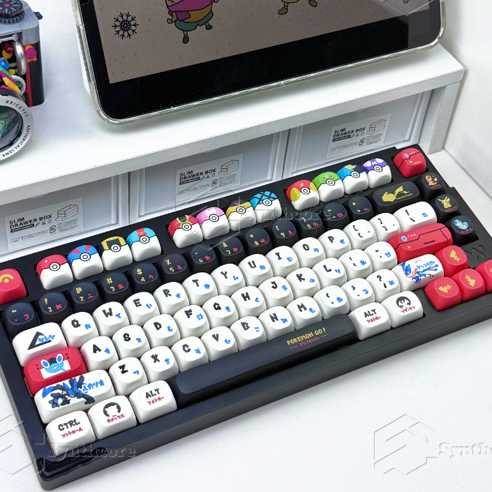 Keycap Pokemon Pikachu PBT Bàn Phím Cơ | Keycap Anime Dễ Thương Xuyên Led | In 5 Mặt 108/87 Keys