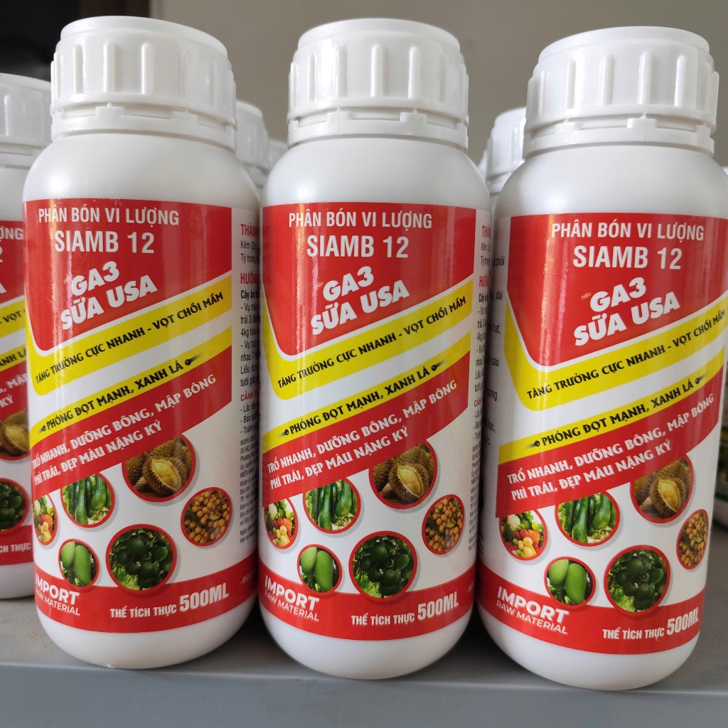 COMBO 3 CHAI PHÂN BÓN GA3 SỮA Kích thích sinh trưởng cây trồng GA3 sữa chai 500ml; Kích bật chồi, nở