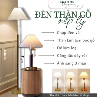 Đèn Sàn Phòng Khách Retro Xếp Ly Đèn Trang Trí Đèn Sàn Đầu Giường Kiểu Cổ Phòng Ngủ
