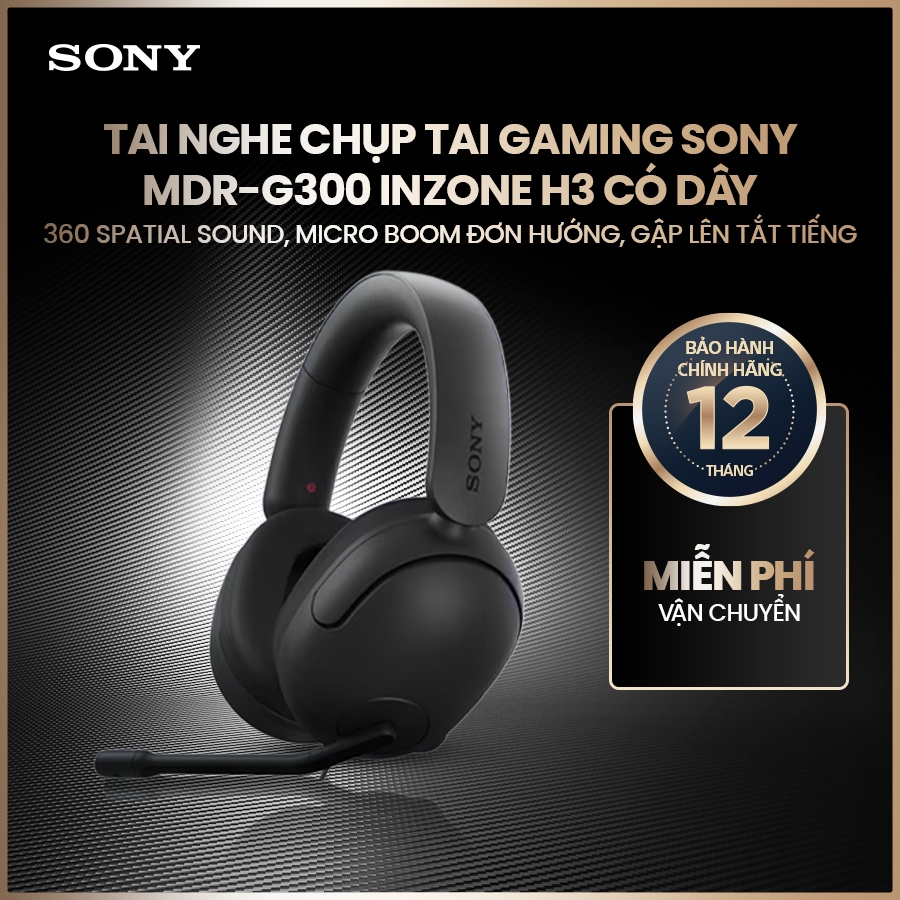 Tai nghe có dây Gaming Sony MDR-G300 INZONE H3, 360 Spatial Sound, micro boom đơn hướng