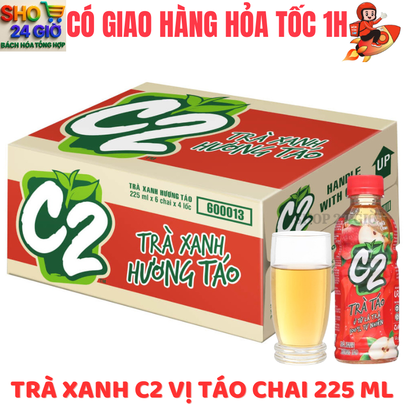 Trà Xanh C2 Vị Táo Thùng 24 Chai 225Ml