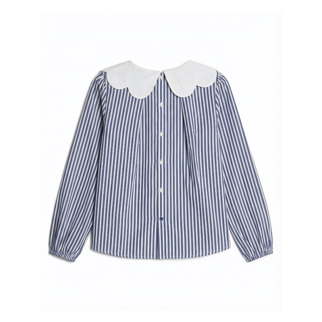 TheBlueTshirt - Áo sơ mi kẻ sọc cổ peter pan cách điệu búp bê tay dài - Swan Blouse | BigBuy360 - bigbuy360.vn