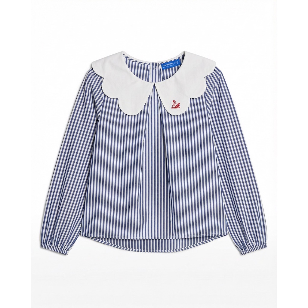 TheBlueTshirt - Áo sơ mi kẻ sọc cổ peter pan cách điệu búp bê tay dài - Swan Blouse | BigBuy360 - bigbuy360.vn