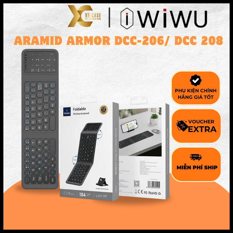 Bàn Phím WiWU FMK-05 Gập Gọn Kết Nối Bluetooth Có Bàn Di Chuột Cho Laptop| Máy Tính Bảng| Điện Thoại