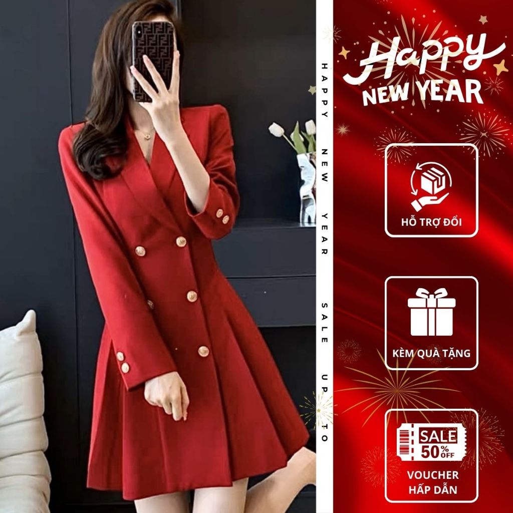 Váy ngắn cổ vest Emili dáng ôm cổ v chất kaki chéo phong cách Hàn Quốc [V135]