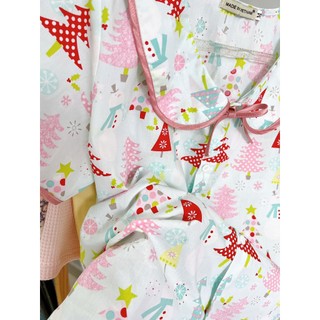 Bộ ngủ quần lửng áo cộc tay cổ sen viền bèo dễ thương Cotton, Xô muslin, Lụa, Đũi, Tôn, Lanh, Kate thô DBTK