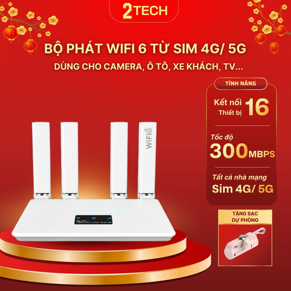 [Tặng sạc Dự phòng] Bộ phát 3G/4G/5G WIFI6 Bộ Phát Wifi từ sim R611 CHUẨN Wifi 6 (BH 6 tháng 1 đổi 1