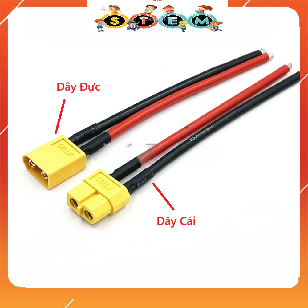 [Stem A-Z][G7] Combo Dây Đực + Cái XT60 Có Sẵn Dây Dài 10Cm, Dây Cho Pin Mô Hình Máy Bay