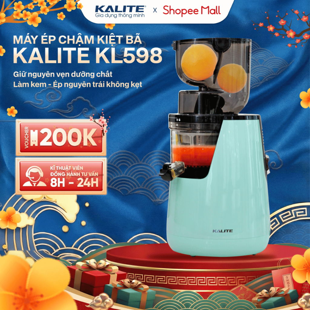 Máy ép chậm Kalite KL598 máy ép trái cây kiệt bã máy ép đa năng ép hoa quả tích hợp làm kem cực ngon