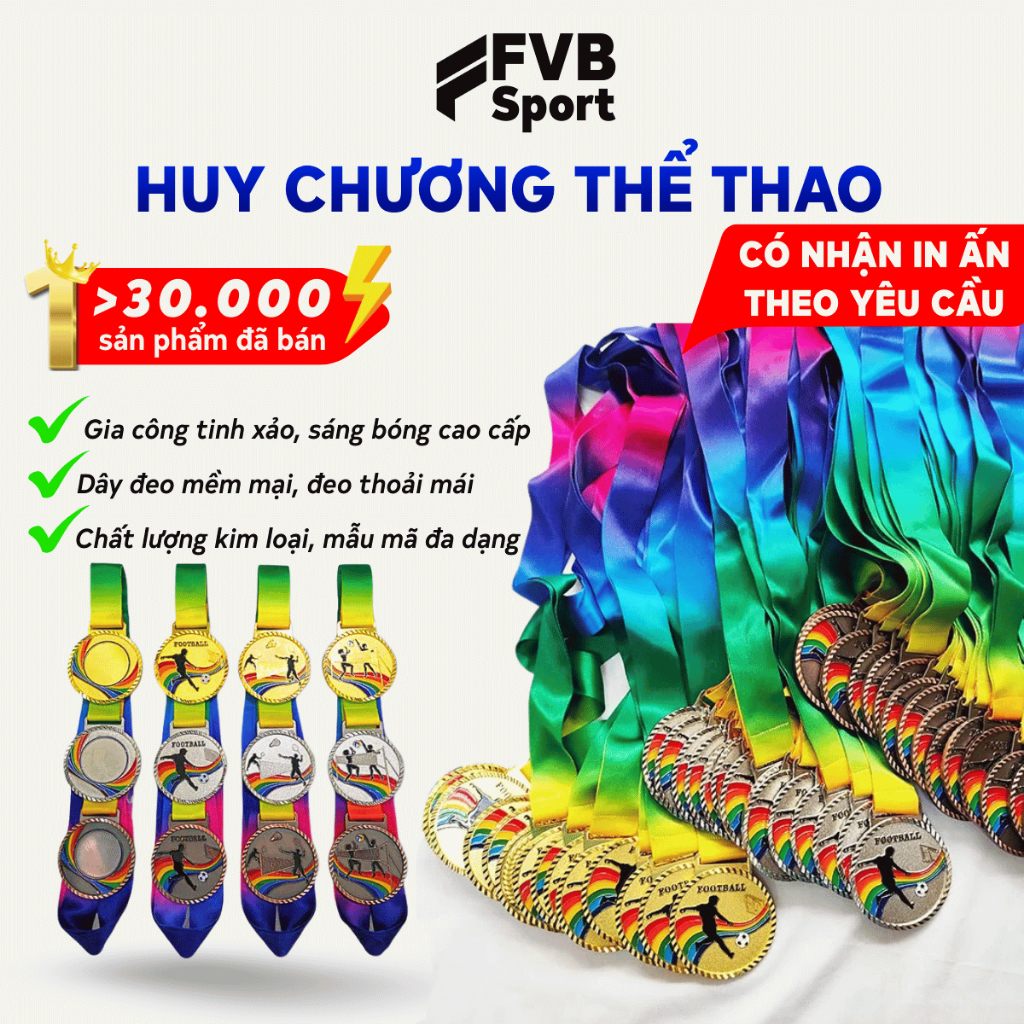 Huy Chương Bóng Đá, Bóng Chuyền, Cầu Lông, Điền Kinh, Bóng Bàn Cao Cấp Dùng Cho Trao Tặng