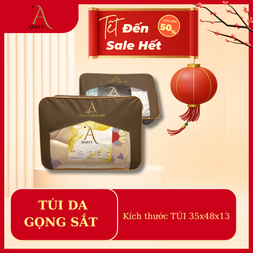 Túi da gọng sắt viền vàng Luxury Amity Bedding