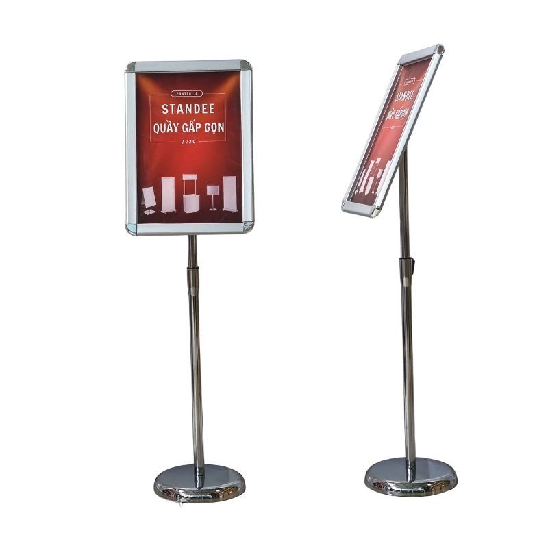[XUẤT KÈM VAT] Kệ menu đứng inox bảng chỉ dẫn size A3 A4