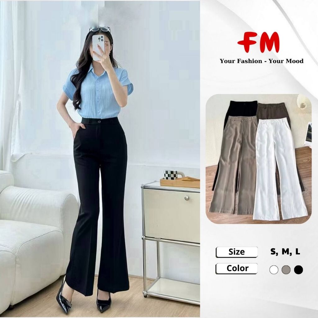 Quần Tây Nữ Ống Loe Lưng Liền FMSTYLE Tôn Dáng Thanh Lịch Mặc Đi Làm Xinh 25121738