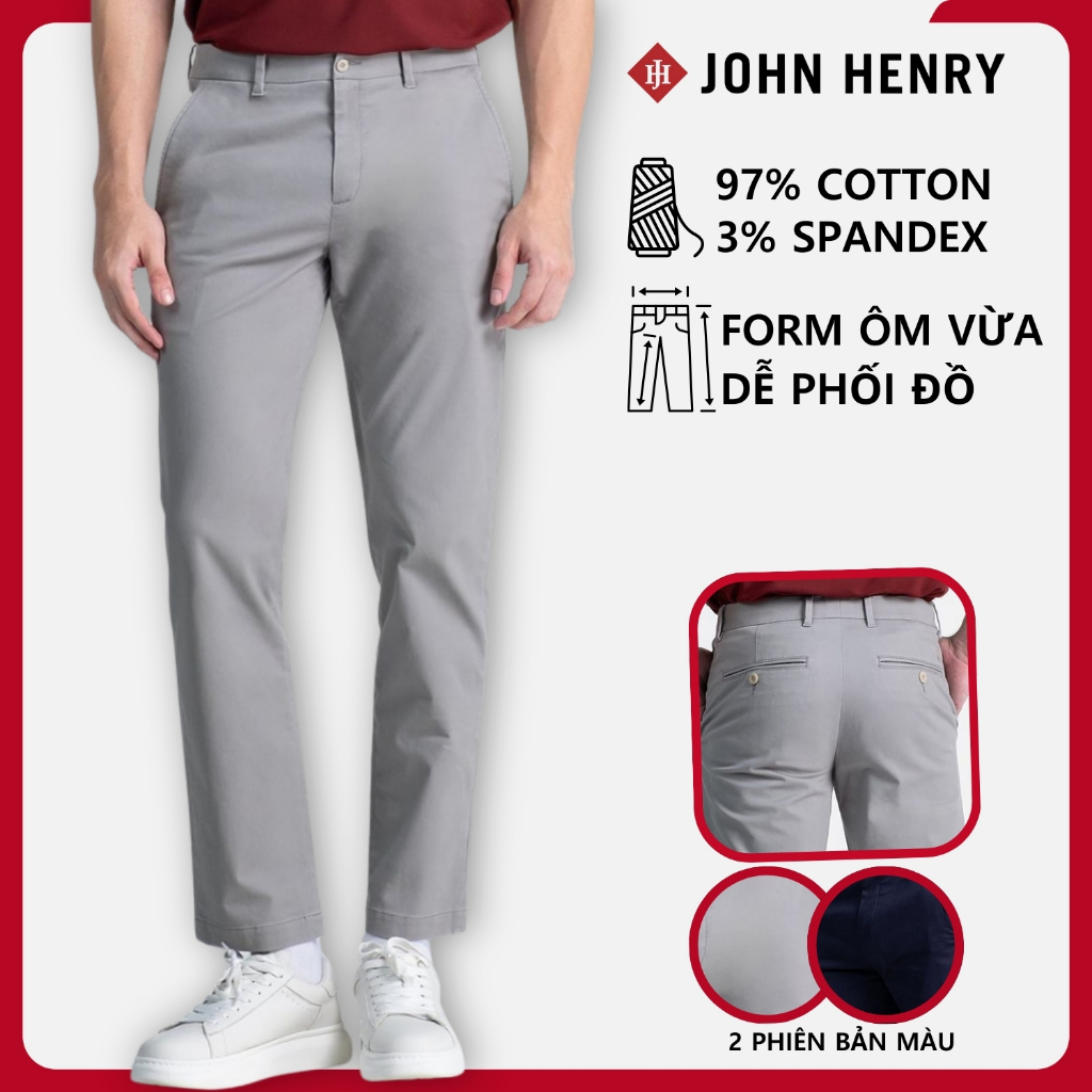 JOHN HENRY - KP26SS03P-NMSL - Quần Khaki Nam Form Ôm Vừa