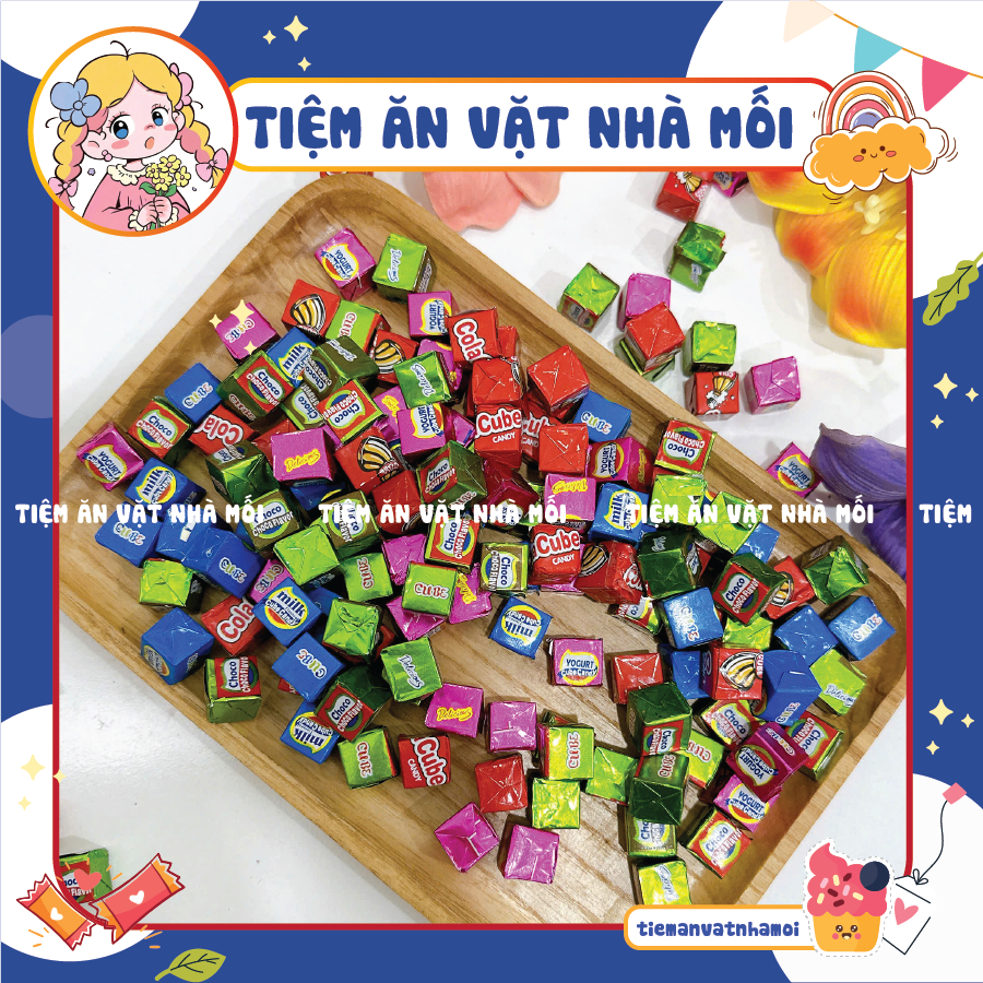 [50 VIÊN] Kẹo sữa socola cube Doten Mix Vị, choco cube candy, thơm ngon hấp dẫn