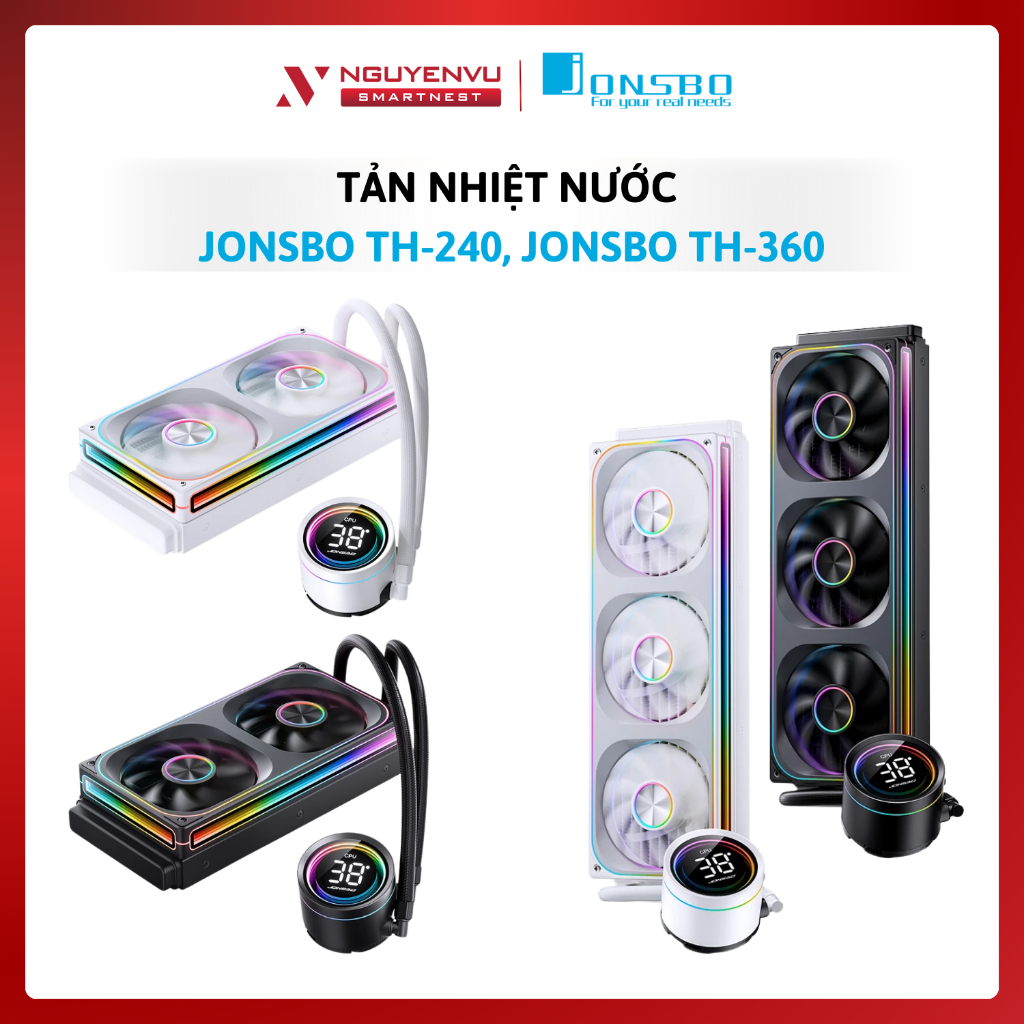 Tản nhiệt nước Jonsbo TH-240, Jonsbo TH-360, Vòng bi thủy lực, Công suất bơm 5.4W | BẢO HÀNH 24 THÁN