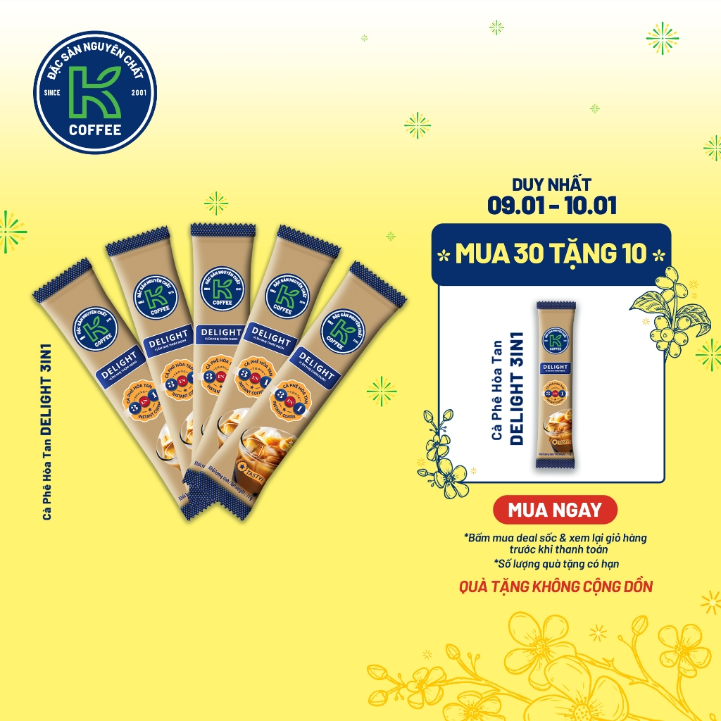[COMBO 100 GÓI] Cà Phê Sữa Hòa Tan K Delight 3in1 17G Thương Hiệu K Coffee