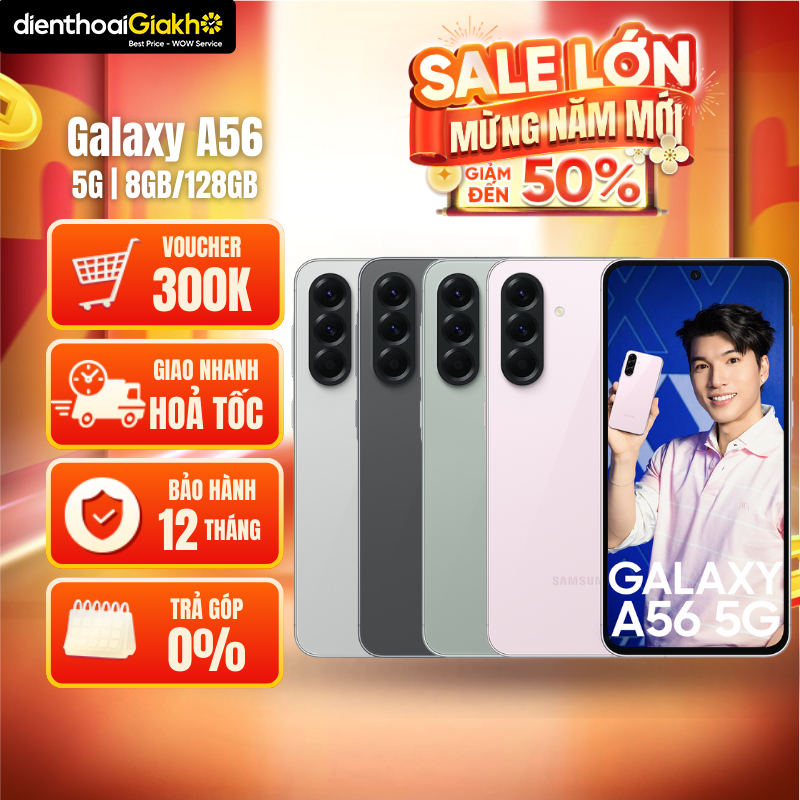 Điện Thoại Samsung Galaxy A56 5G 8GB/128GB Chính Hãng - Chip Exynos 1580, Pin 5000mAh, Bảo Hành 12 T