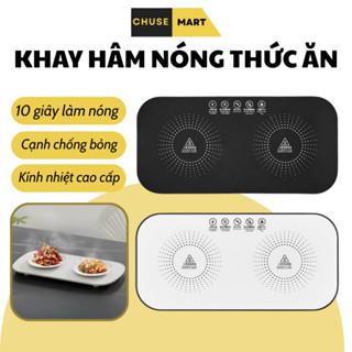 Khay Hâm Nóng Thức Ăn. Đế Giữ Nhiệt Đồ Uống Đa Năng Tiện Lợi - Mặt Kính Cường Lực Chắc Chắn