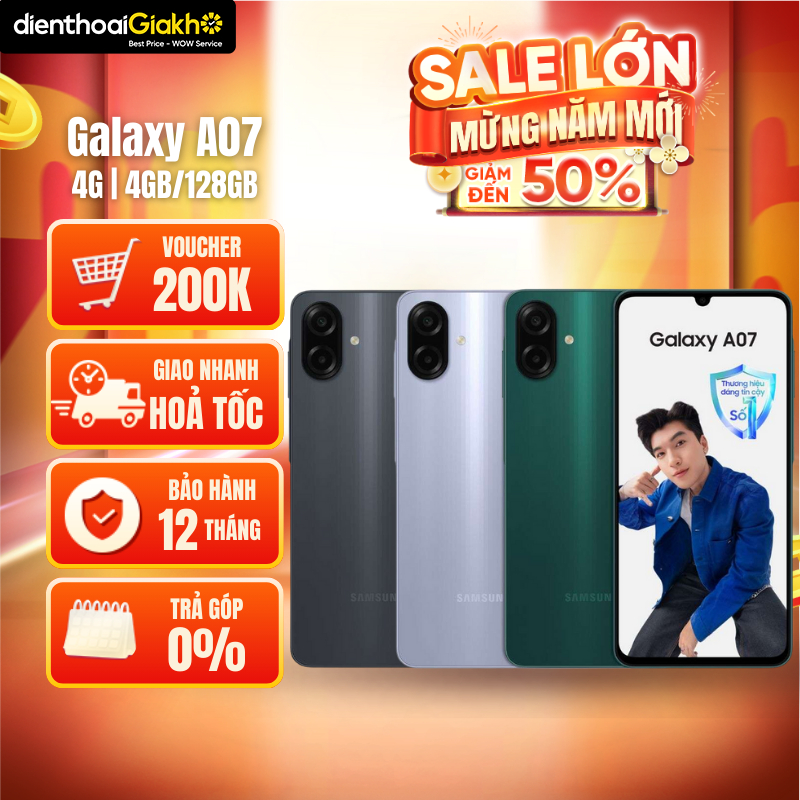 Điện Thoại Samsung Galaxy A07 4G (4GB/128GB) Chính Hãng, Bảo Hành 12 Tháng