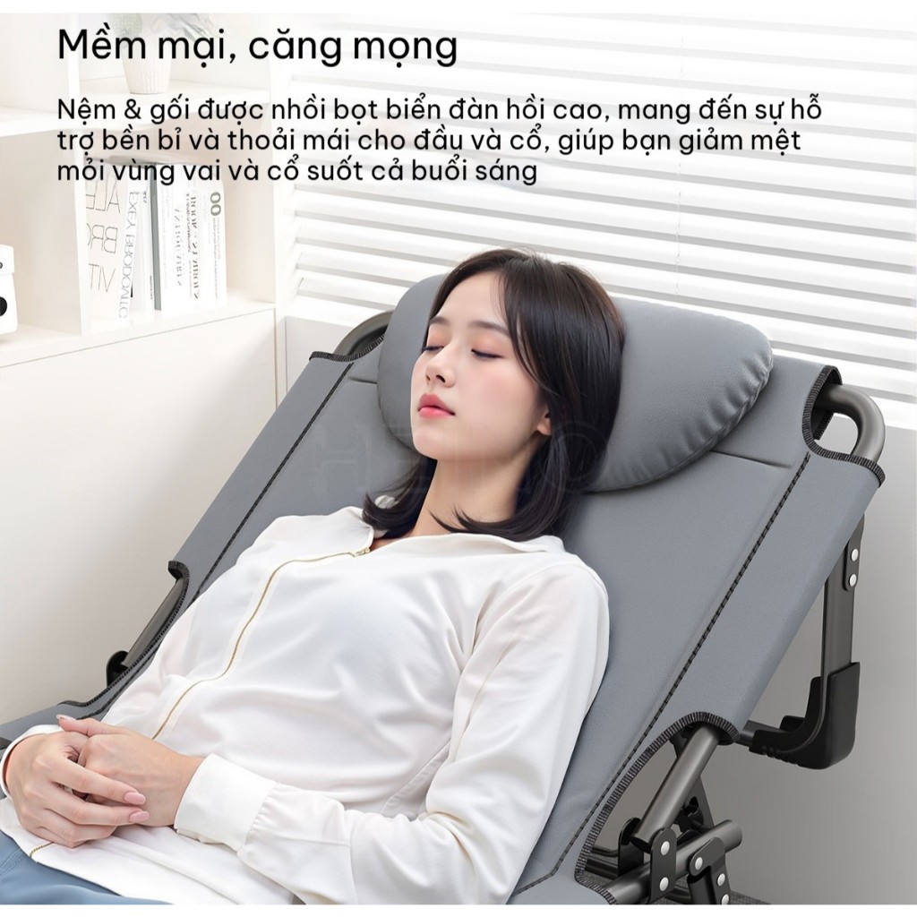 HEINO Giường Xếp Văn Phòng Có Đệm Giường Gấp Gọn Đa Năng Khung Phủ Sơn Tĩnh điện Hàng Cao Cấp | BigBuy360 - bigbuy360.vn
