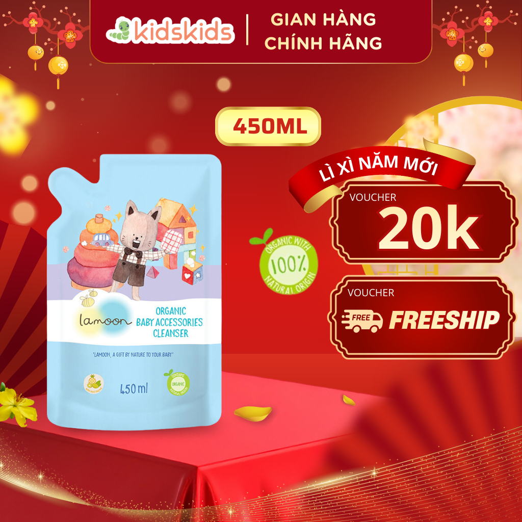 Xịt Khuẩn Đồ Chơi Organic Cho Bé Lamoon - Túi 450ml Refill