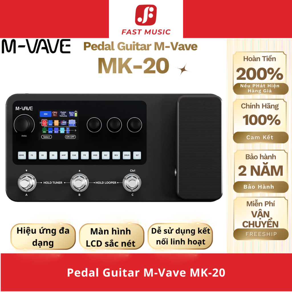 Phơ Pedal Guitar M-vave MK20 Chính Hãng Tặng Kèm Tiếng Đi Show