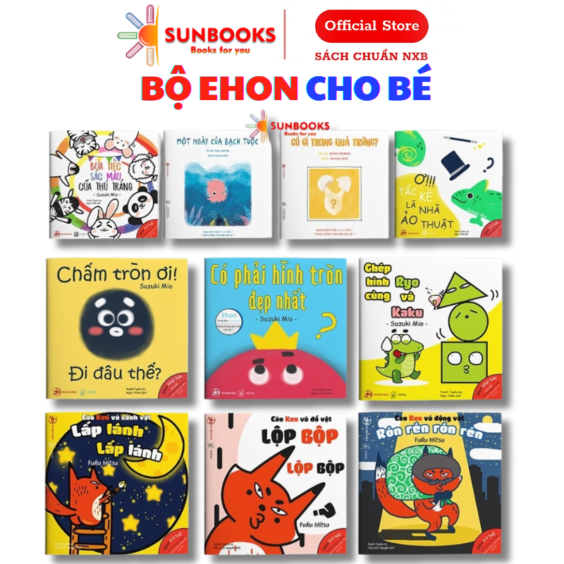 Sách Ehon - Combo 10 cuốn Màu Sắc, Âm Thanh, Hình Khối - Ehon Nhật Bản Cho Bé Từ 0-6 Tuổi - Tặng lật