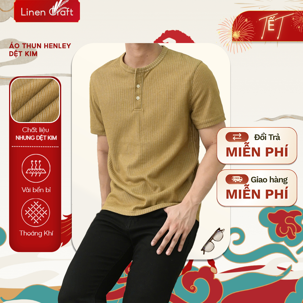 Áo nhung nam tay ngắn cổ henly PAZZINI chất liệu cao cấp mềm mịn, phom dáng thoải mái dễ mặc dễ phối