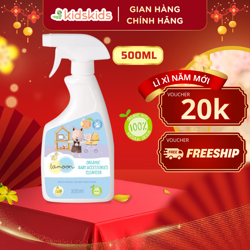 Xịt Khuẩn Đồ Chơi Organic An Toàn Cho Bé Lamoon - Bình 500ml