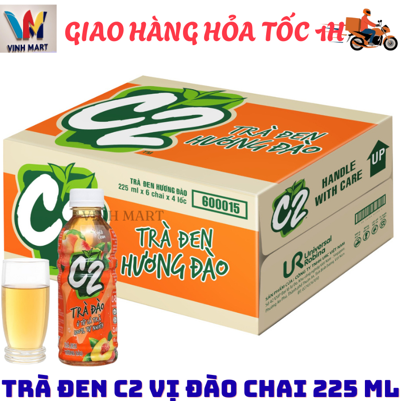 Trà Xanh C2 Hương Đào Thùng 24 Chai 225Ml