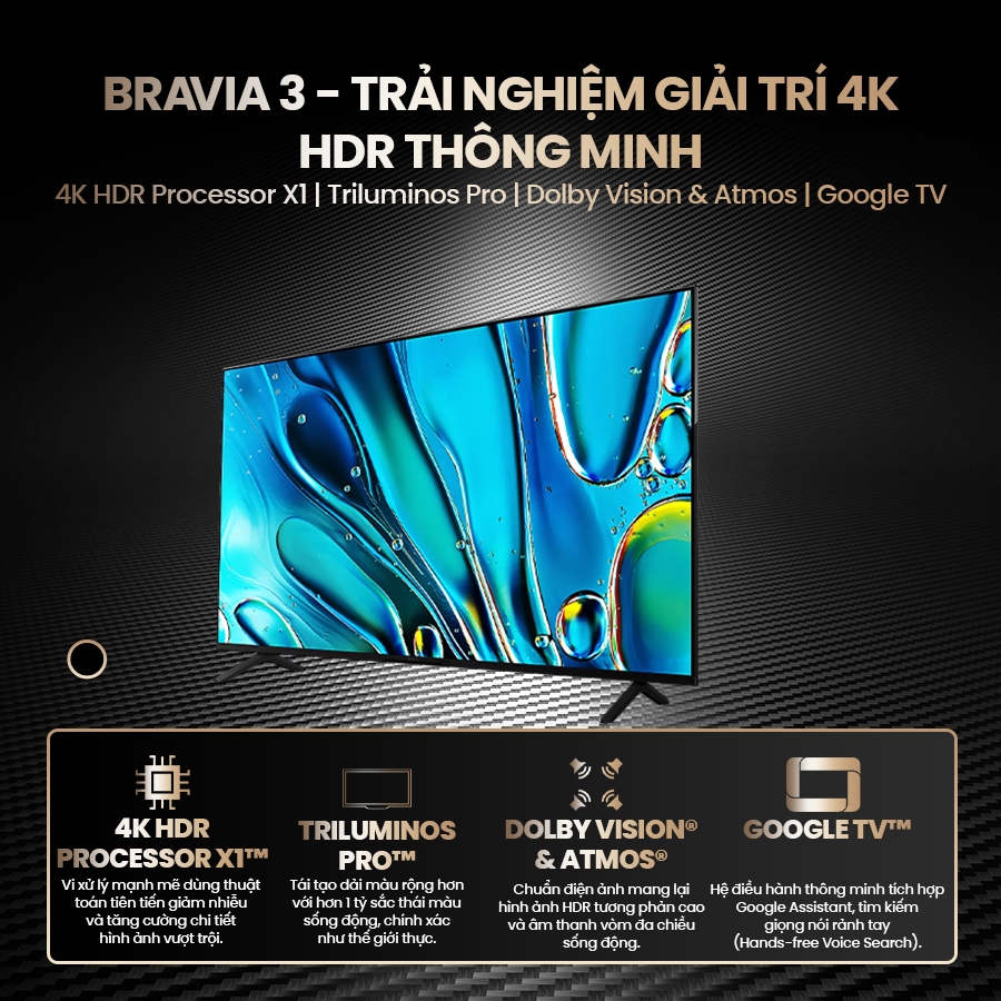 Tivi Sony 50 inch 4K K-50S30 New 2024, Google TV, viền mỏng, 4K HDR Processor X1, Dolby Vision | BigBuy360 - bigbuy360.vn