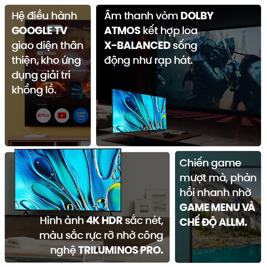 Tivi Sony 50 inch 4K K-50S30 New 2024, Google TV, viền mỏng, 4K HDR Processor X1, Dolby Vision | BigBuy360 - bigbuy360.vn