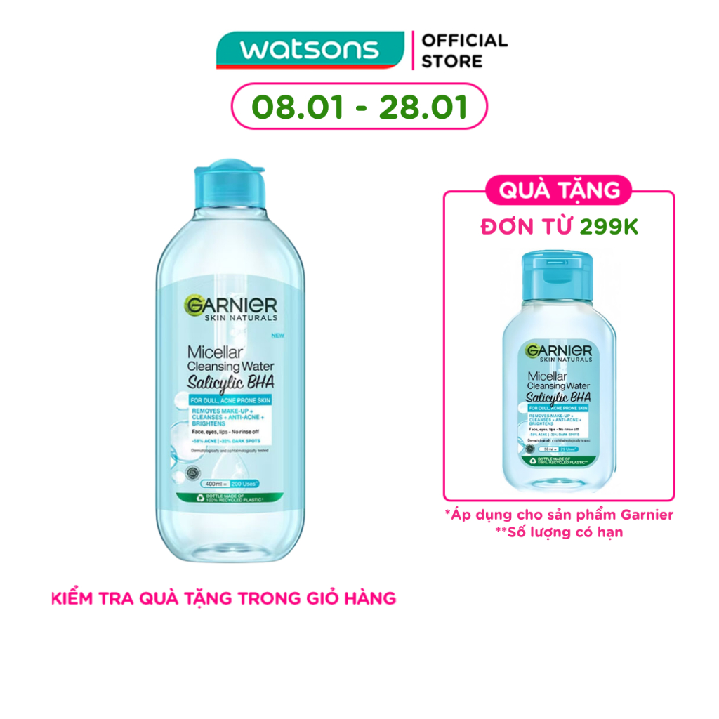 Nước Tẩy Trang Garnier Micellar Cleansing Water Salicylic BHA 400ml