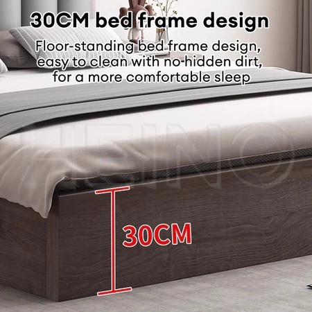 HEINO Giường Ngủ Gỗ Đầu Bọc Nệm Có Kệ Đồ Khung Dát Chắc Chắn Chịu Lực Tốt Decor Phòng Ngủ 1m6 | BigBuy360 - bigbuy360.vn